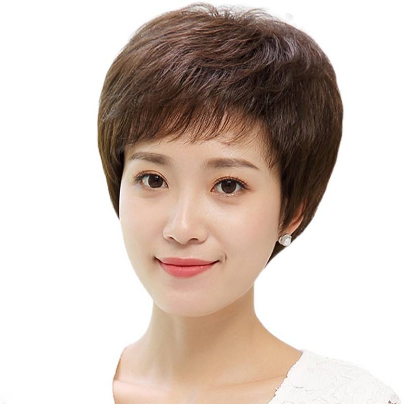 Wig Mom and Ms. Short Hair Full -headed Full Top Lady Lady Middle -aged and Elder