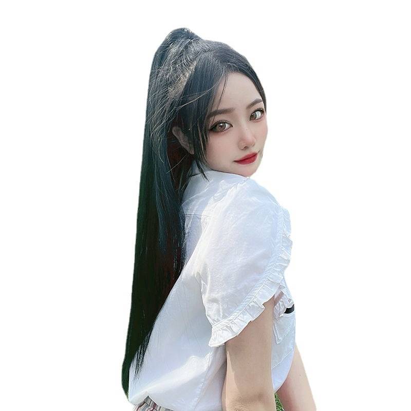 Factory wholesale wig female ponytail long straight hairband -type stealth and long -haired hair wig spot spot