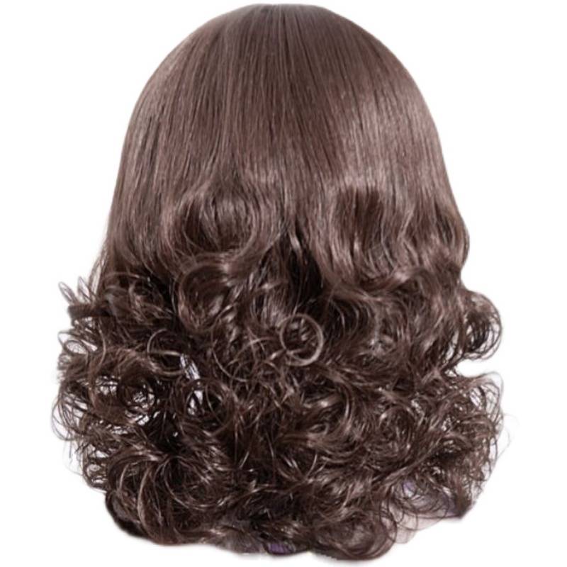 Wig Momsurdium Middle -aged Middle -aged Mother's Fashionable Temperament Qi Liu Hai Natural Fluffy Face Sleeping Full Crossing the Full Set
