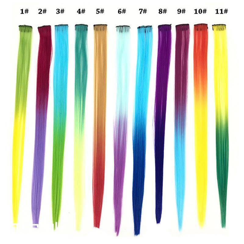 European and American wigs female color long straight hair connecting tablets single pinch dyeing color, one -piece stealth wig
