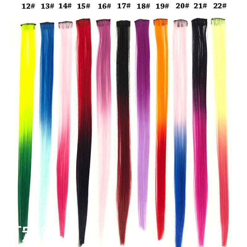 European and American wigs female color long straight hair connecting tablets single pinch dyeing color, one -piece stealth wig