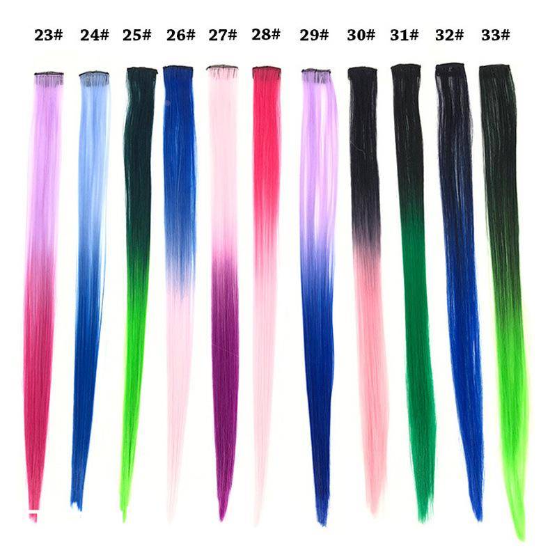 European and American wigs female color long straight hair connecting tablets single pinch dyeing color, one -piece stealth wig