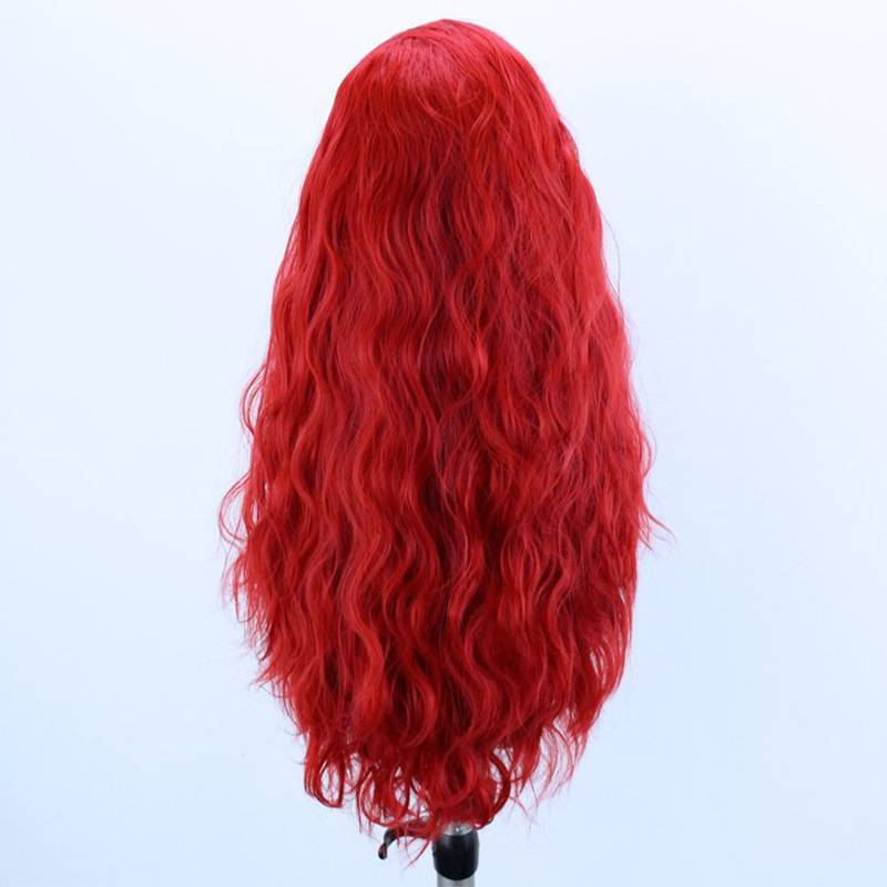 Wigs -selling charter Popular red color curly hair half -hand hook Before lace fibrous fibrous wig manufacturer supply and marketing