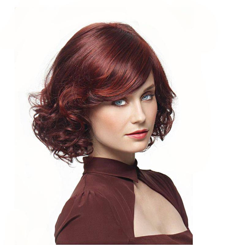 European wine red ladies fashion short curly hair flip -tilled small curly hair wiggle hoods directly operated by manufacturers