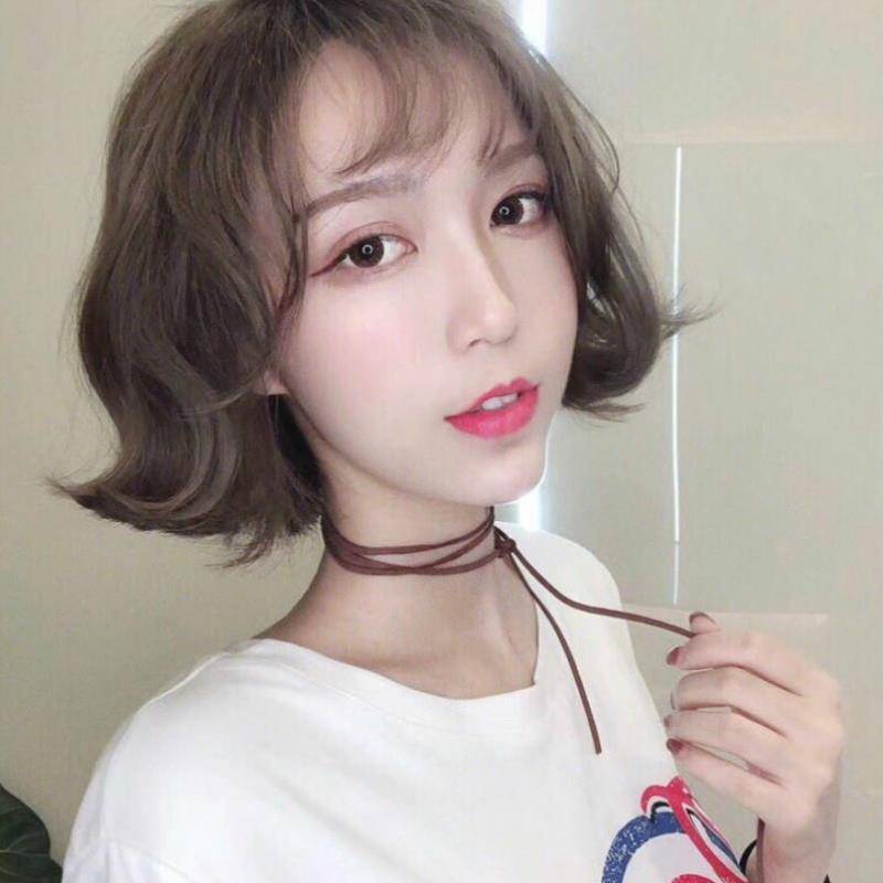 Spot European and American wig Women's short curly hair air bangs, Korean wigspot headset manufacturers customized