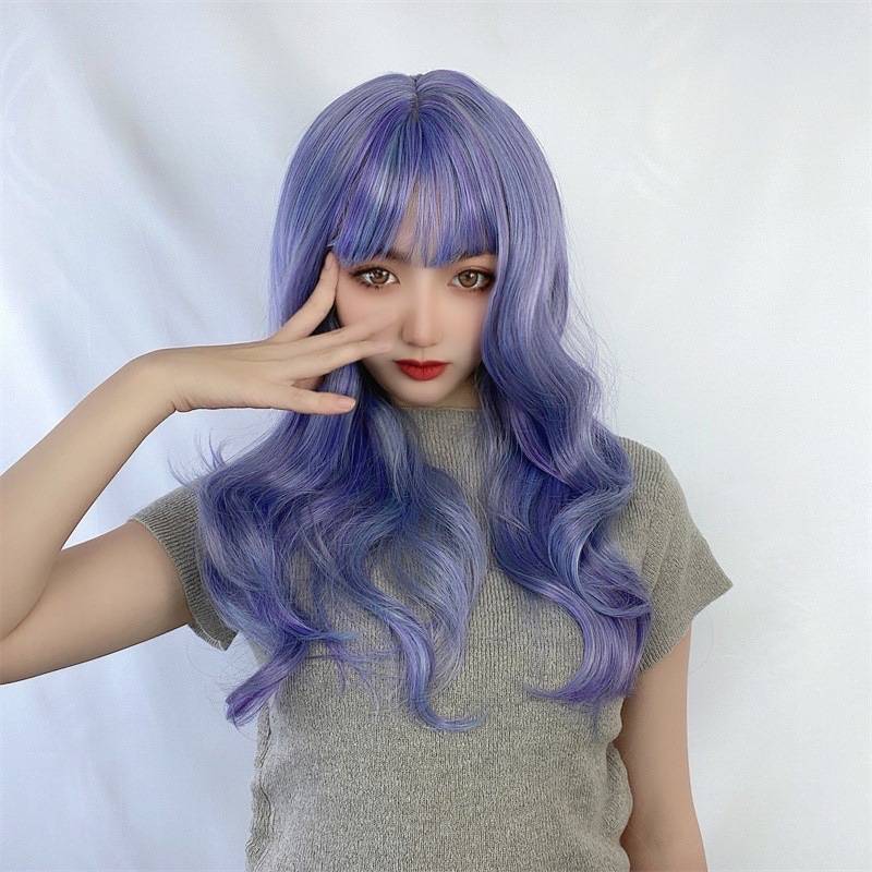 European Audi Wigga Women's Colorful Air Bangs Long Rolling Big Wave Mechanism Porcelain headset in stock