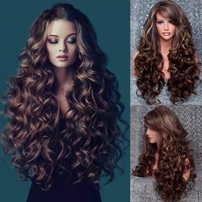 2024 Trending Wigs European and American ladies fashion big wave chromato -chronological long curly hair cover manufacturers