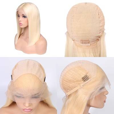 Xuchang wigs, semi -lace hand weaving wave waves, front lace #613 13x4 lace wig