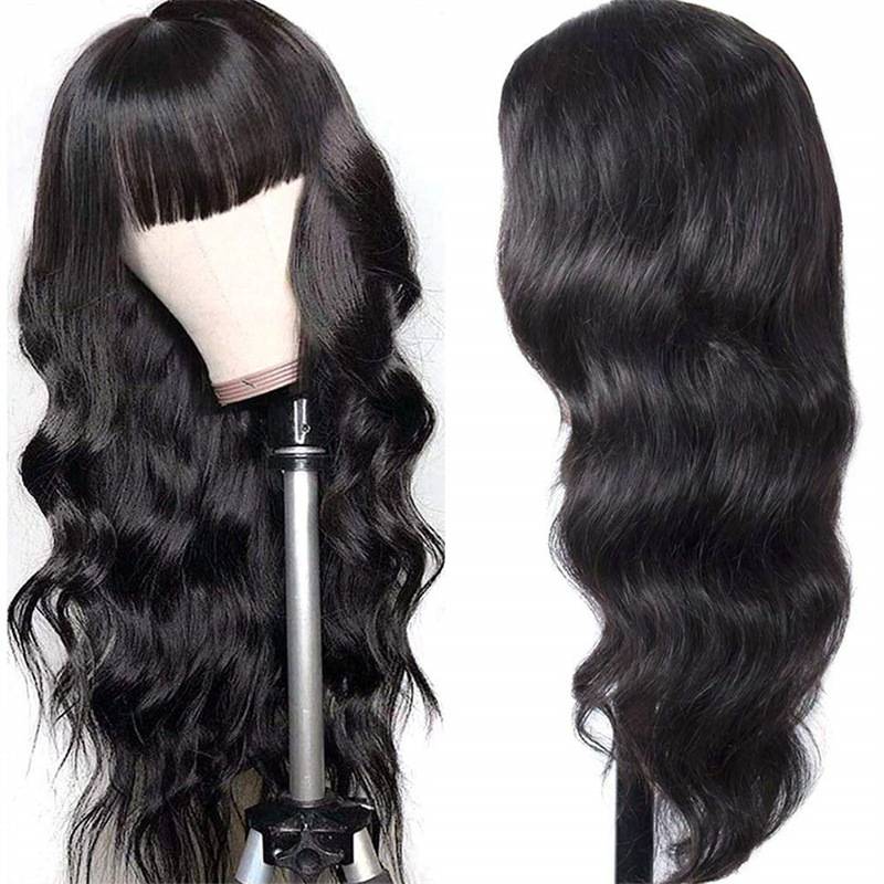 European and American Wig Grandma Gray Qi Liu Hai Big Wave wig Women's long curly hair chemical fiber full -header manufacturers