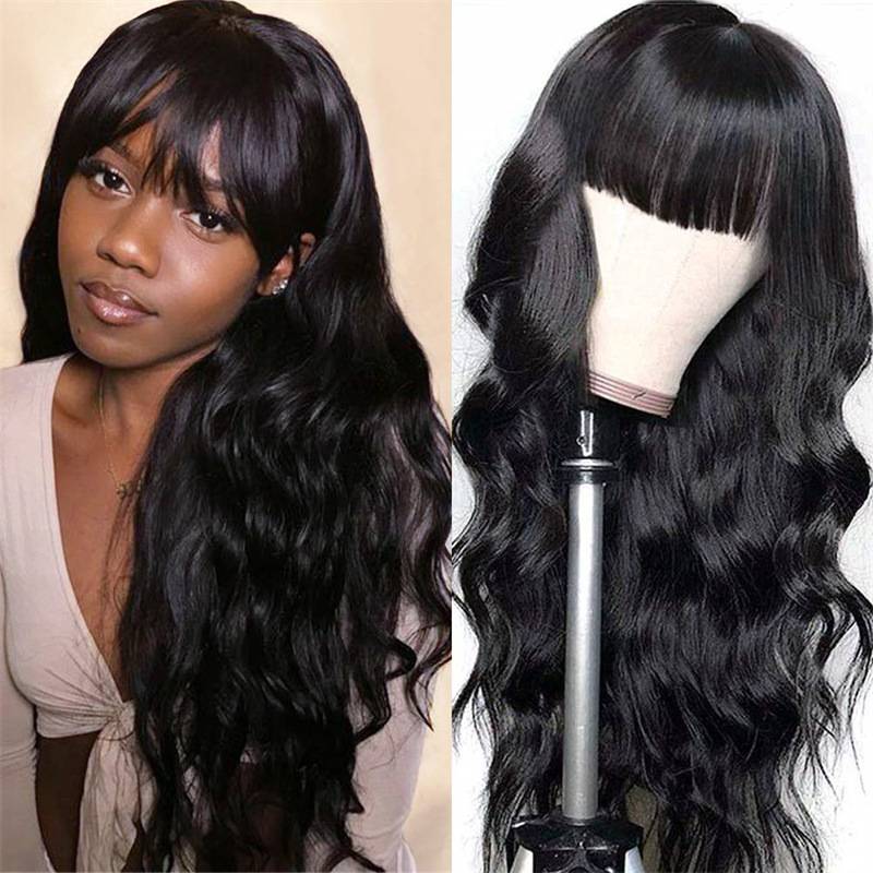 European and American Wig Grandma Gray Qi Liu Hai Big Wave wig Women's long curly hair chemical fiber full -header manufacturers