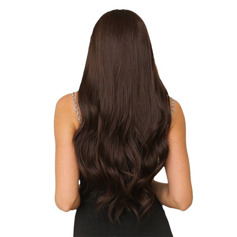 European and American Wig Grandma Gray Qi Liu Hai Big Wave wig Women's long curly hair chemical fiber full -header manufacturers