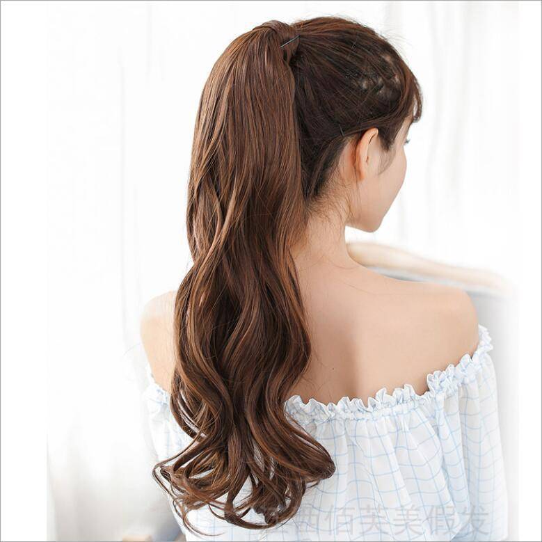 Korean fashion ladies long curly tie -type ponytail fake discovery support