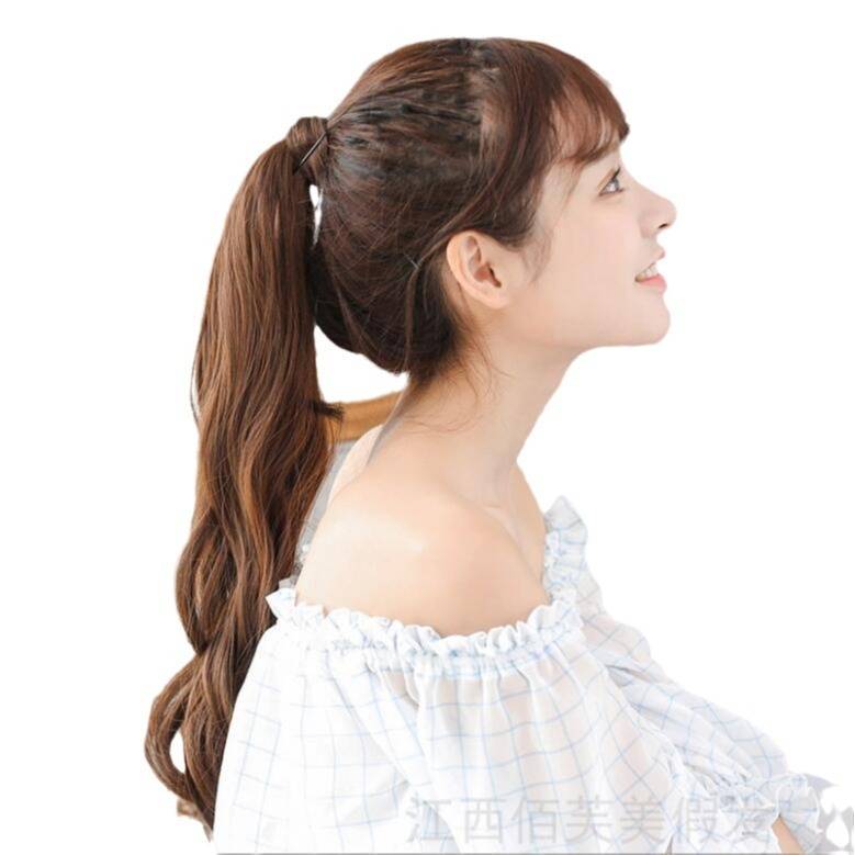 Korean fashion ladies long curly tie -type ponytail fake discovery support