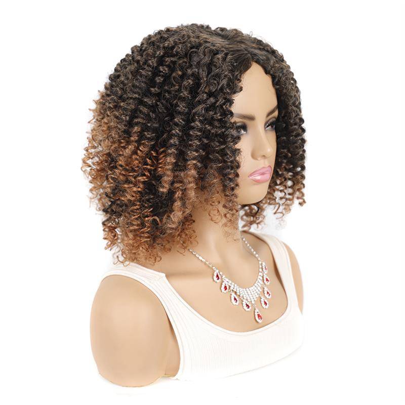 African ladies fluffy roll head cover black light brown scroll explosion short hood