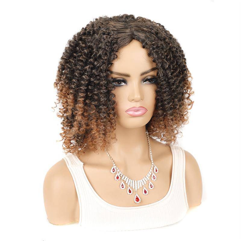 African ladies fluffy roll head cover black light brown scroll explosion short hood