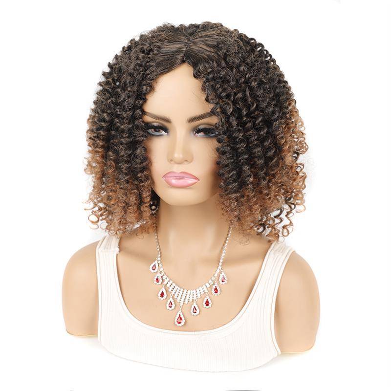 African ladies fluffy roll head cover black light brown scroll explosion short hood