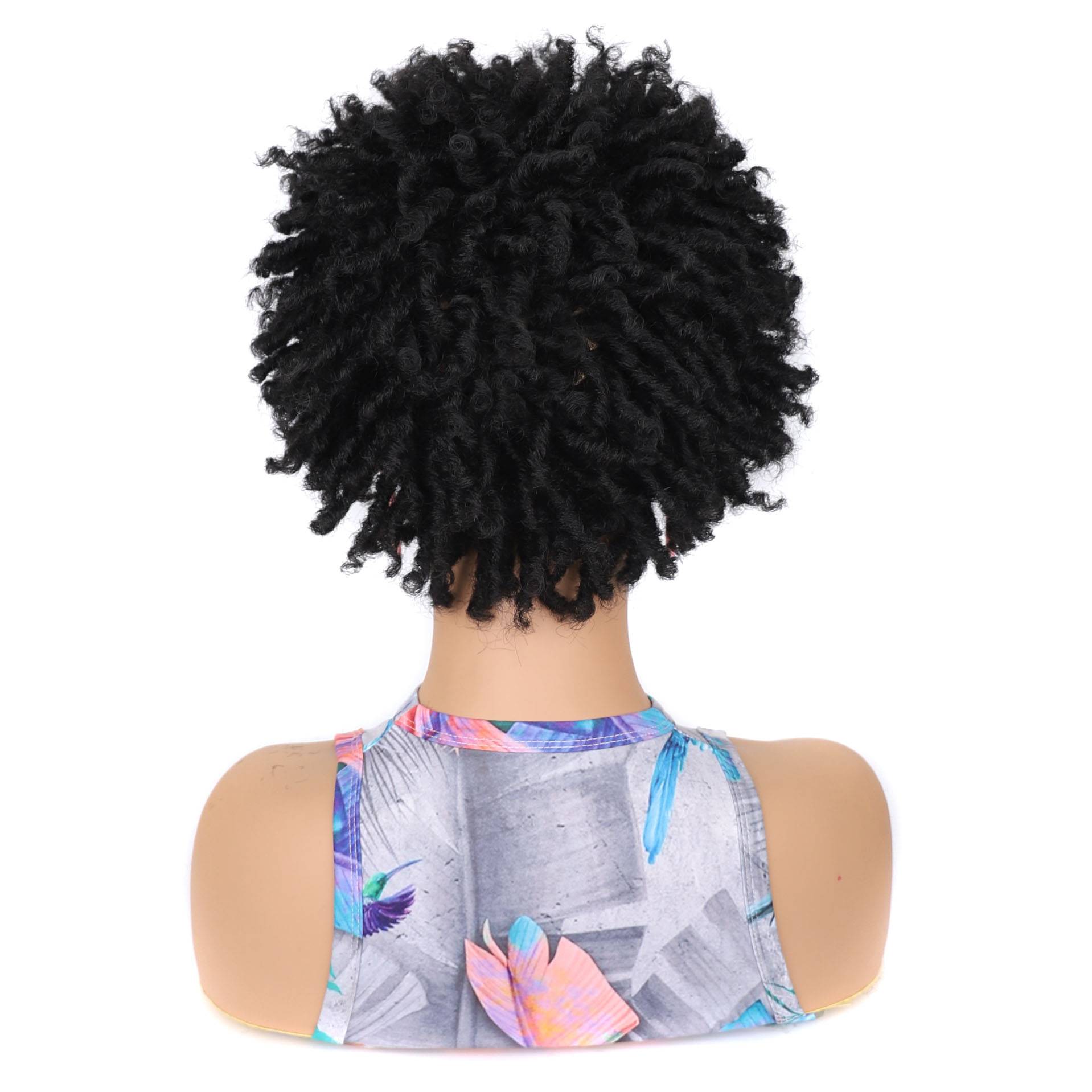Dirty braid headset, black dirty braid head, lady short curly head cover, lady wig