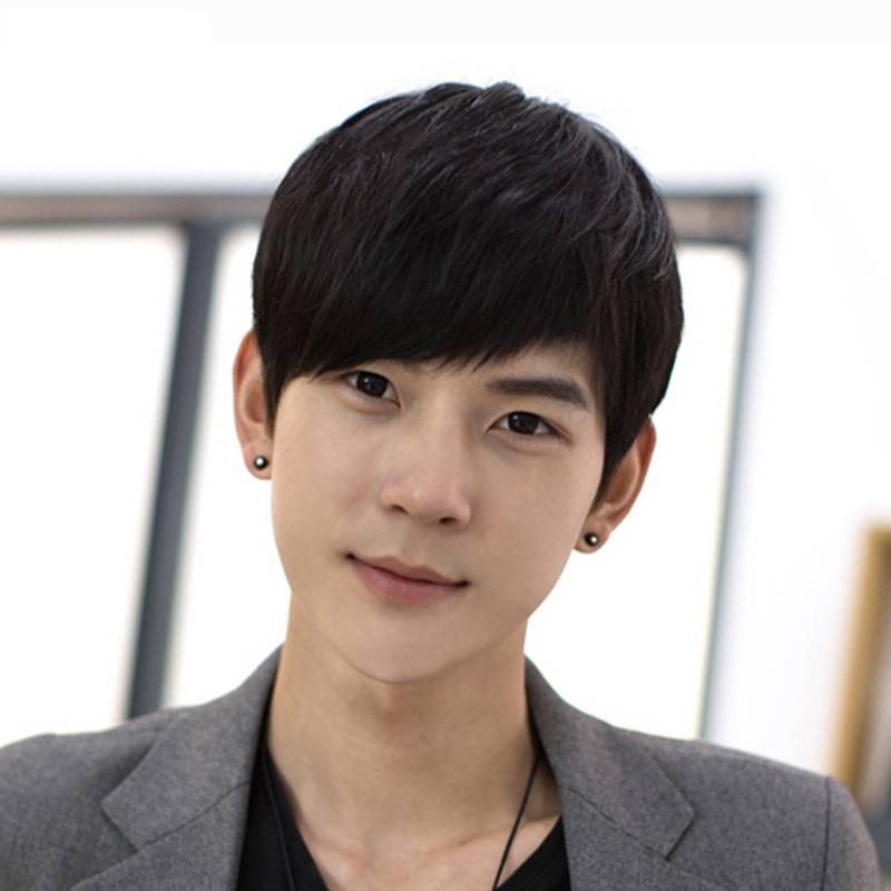 Good species of grass wigs, short straight hair, Japanese and South Korea, handsome, handsome, bangs short straight hair wig