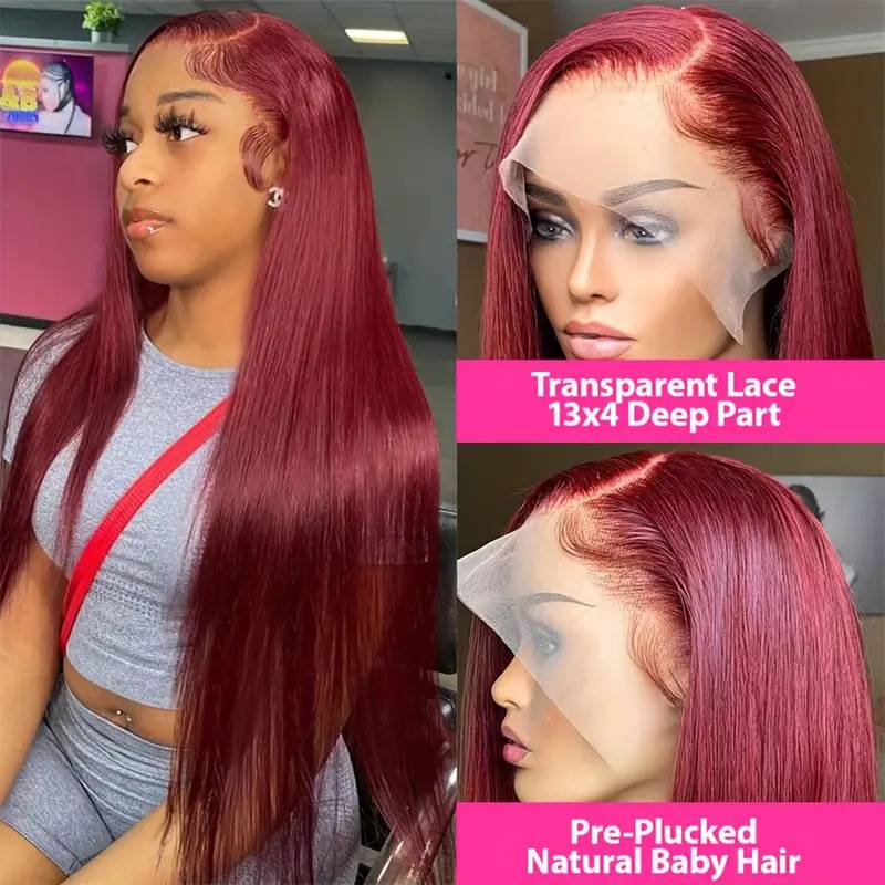 Cross -border long straight hair wig fluffy red long hair European and American long -haired Africa full set