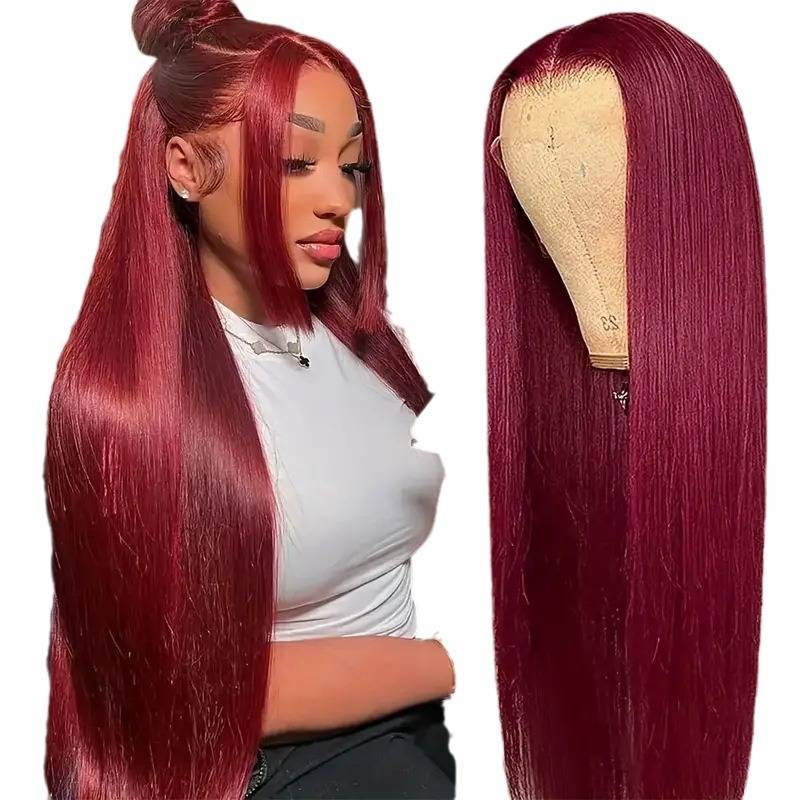 Cross -border long straight hair wig fluffy red long hair European and American long -haired Africa full set