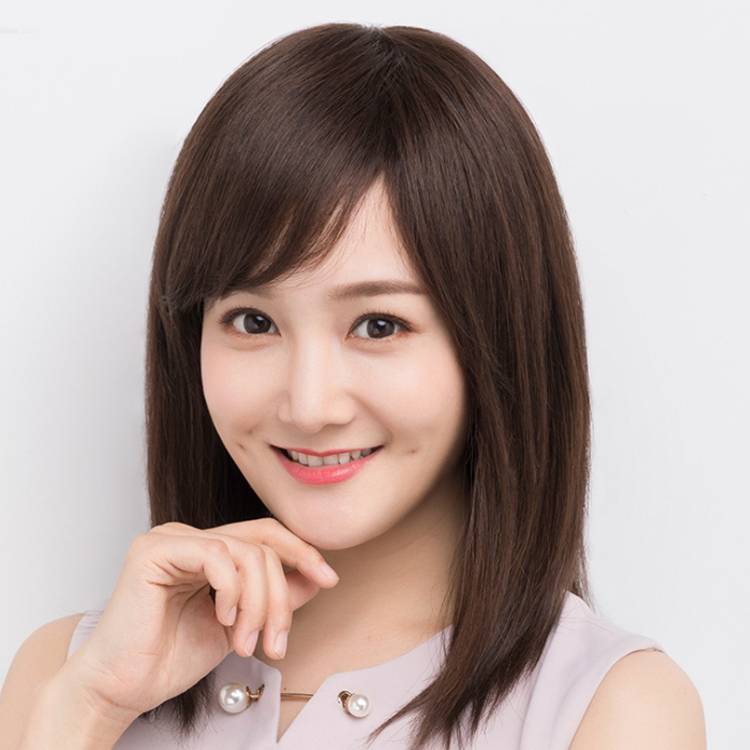 The whole wig female medium long hair round face wig Full -headed bald wig True hair all real hair ladies wig wigs