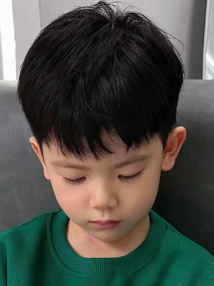Children's short hair stylish and handsome Japanese boy Qi Liu Hai style fluffy natural simulation full set style