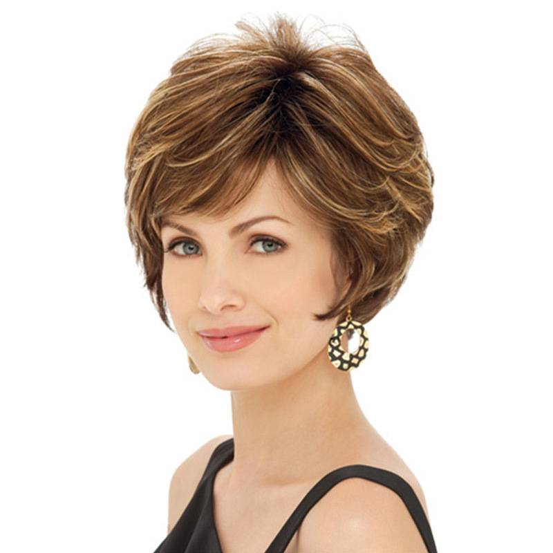 Wig Women's Short Hair Outside Mixed Poor Brown Golden Bronze Color Wig