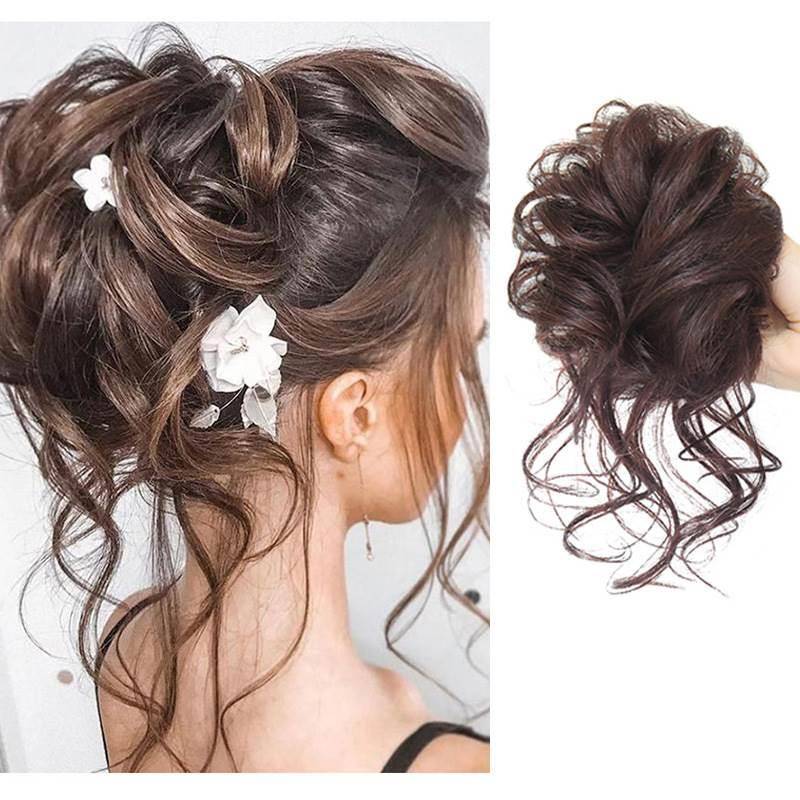Manufacturers directly supply fluffy balls hair circular hair buds and messy circles of cocktail hair ring rubber band wigs