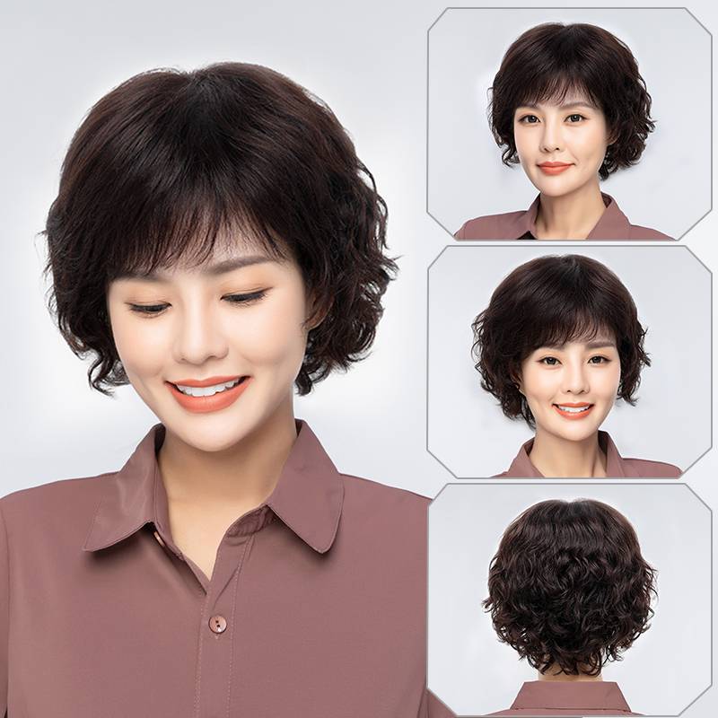 Ferry hair female short hair all -real people, summer mother really hair full -head chemotherapy after therapy