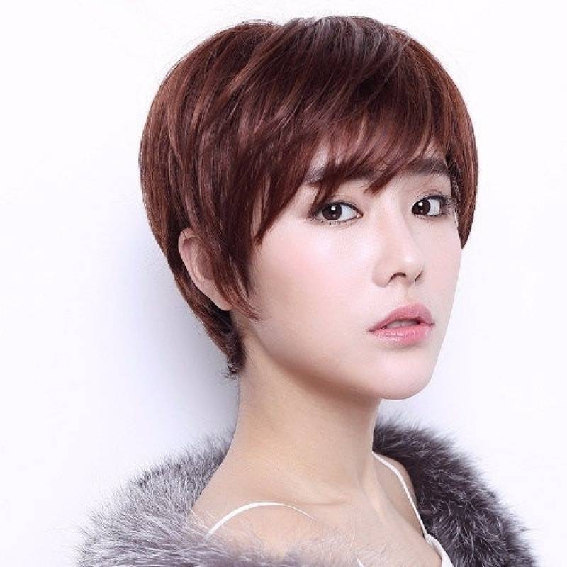 Simulation fake hair female short hair Korean version of the full head and fluffy girl in the big circle face young mother short straight hair