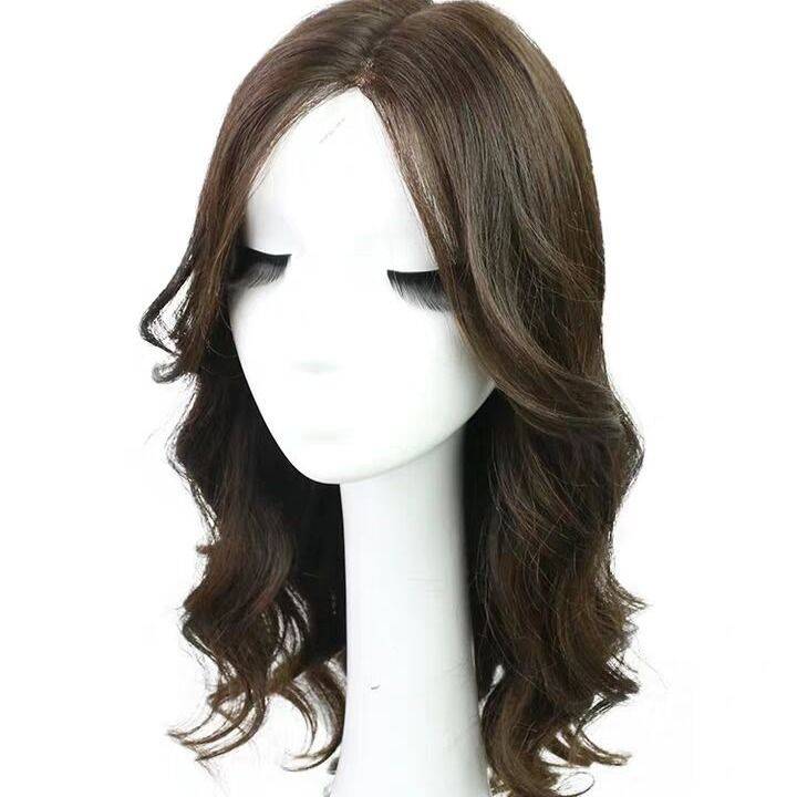 Women's middle hair long curly curly hair fashion natural sweet and lovely China bangs and bangs pine face long hair wigs in the face