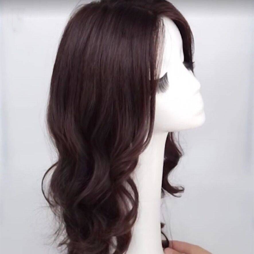 Women's middle hair long curly curly hair fashion natural sweet and lovely China bangs and bangs pine face long hair wigs in the face
