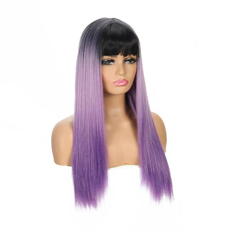 Wig female cross -border new European and American hot sales long -haired manufacturer Ladies chemical fiber hair wig