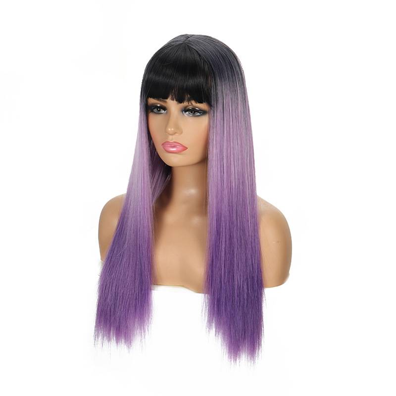 Wig female cross -border new European and American hot sales long -haired manufacturer Ladies chemical fiber hair wig