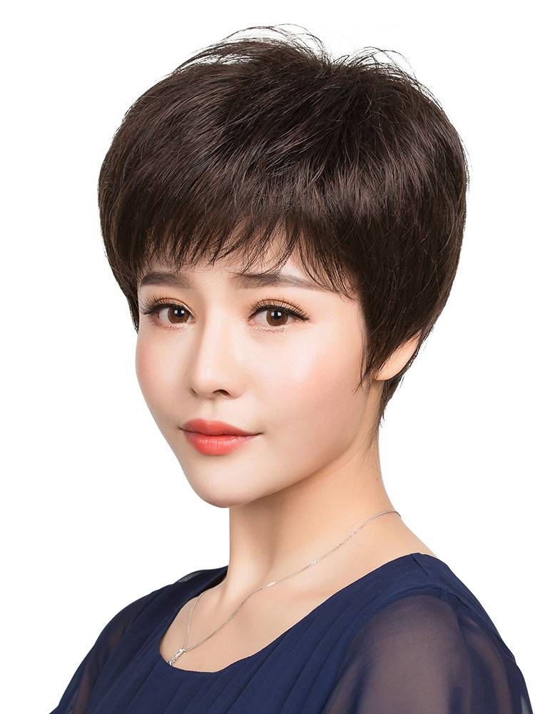 Wig True Lady Ladies Middle -aged and Elderly Short -Haoda Mom Moms Light Hair Straight Bald Bald Naturally Full Set