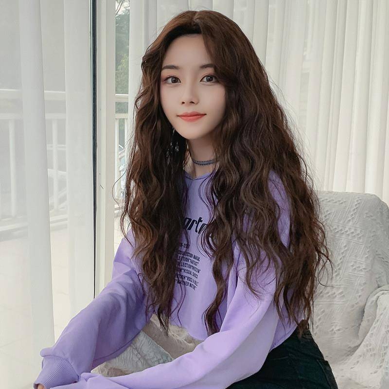 Japanese and Korean new product wig women's long curly hair wool rolls are divided into no bangs corn hot full set of stocks