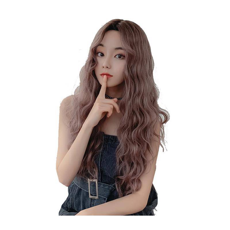 Japanese and Korean new product wig women's long curly hair wool rolls are divided into no bangs corn hot full set of stocks