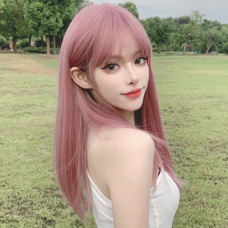 Manufacturer Zhongchang straight hair female speed selling Tongqi bangs Korean version of fashion high -temperature silk fiber figurine hood