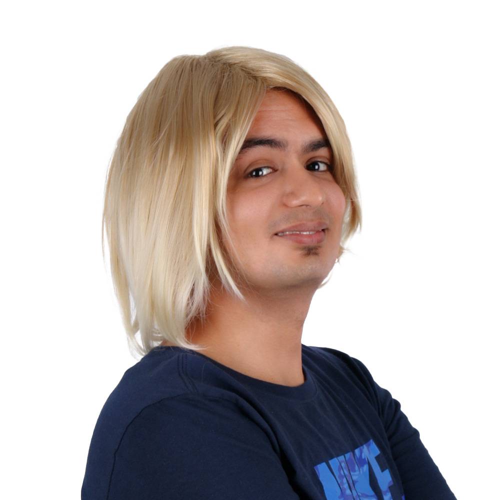 Foreigners Golden Brown Men's Wigs European and American long hair wig fluffy and handsome European and American boys wig