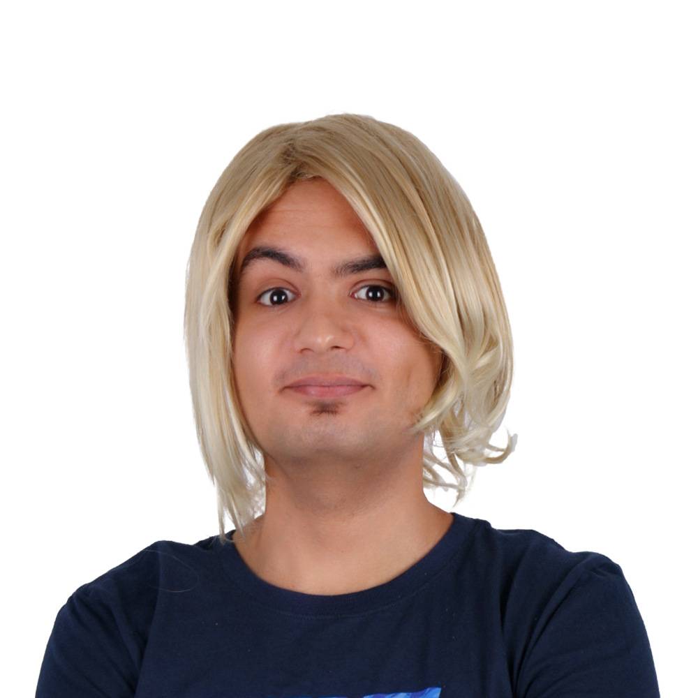 Foreigners Golden Brown Men's Wigs European and American long hair wig fluffy and handsome European and American boys wig