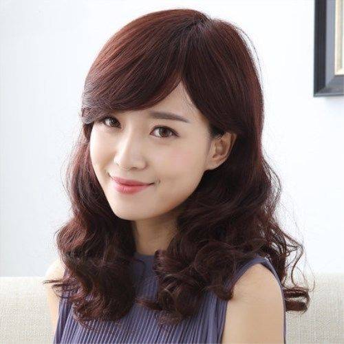 Wig female full -headed long curly hair pear flower head long hair fluffy and realistic middle -aged and elderly mother big wave new model