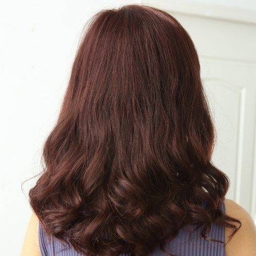 Wig female full -headed long curly hair pear flower head long hair fluffy and realistic middle -aged and elderly mother big wave new model