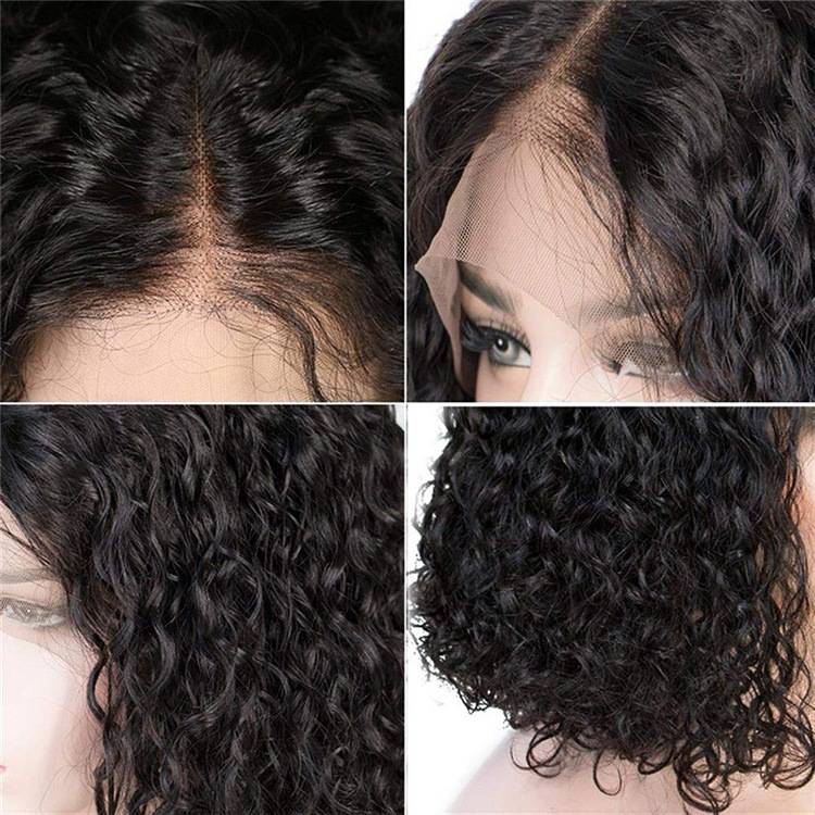 African small roll European and American wig black BOBO head long curly curly hair wig front lace small curl volume