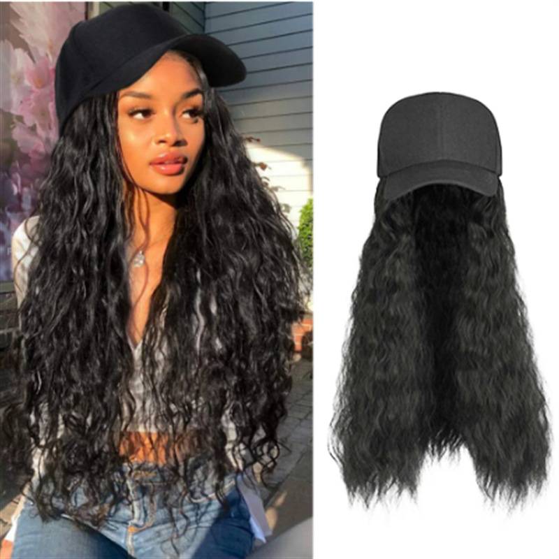 Cross -border cargo source wig female peak hats long hair, wool roll all -in -one African fashion small coil head cover