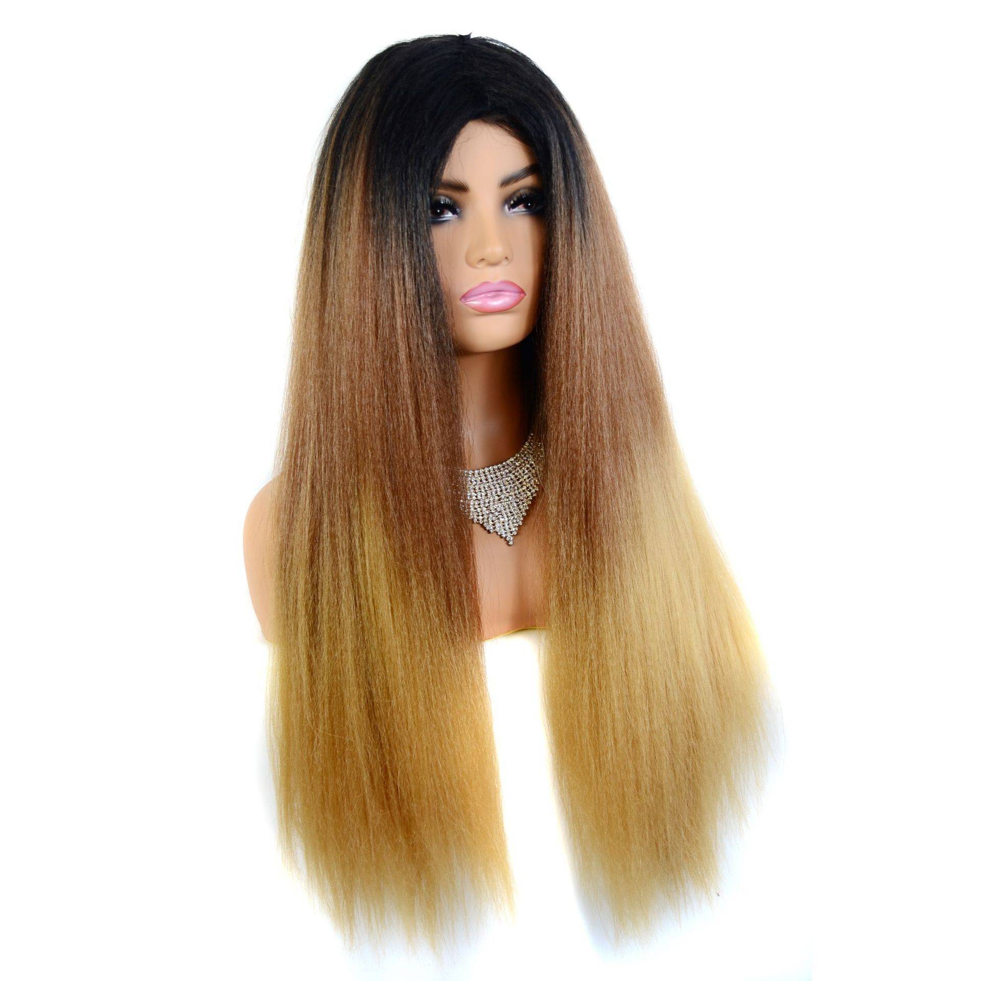 Flat -loose pseudo -head cover yaki explosion head long curly hair wigs of wig long head cover
