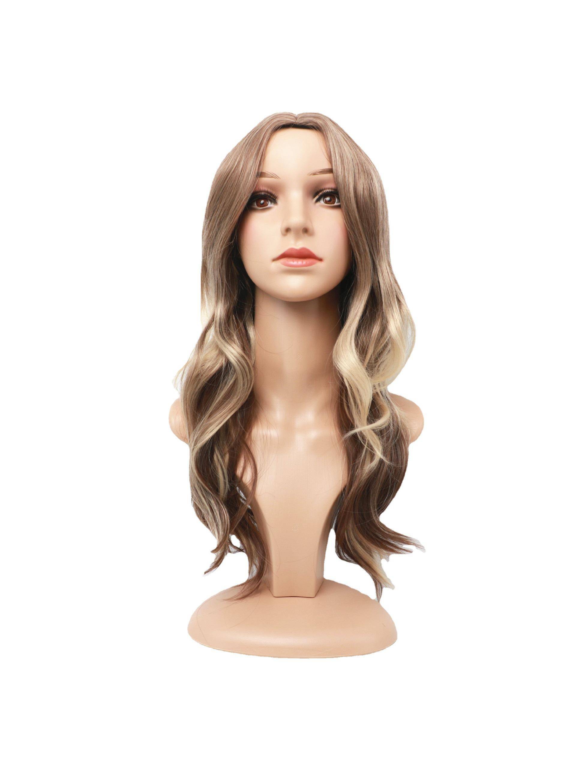 Amazon Wig's new European and American wig girl gradient long curly rose net