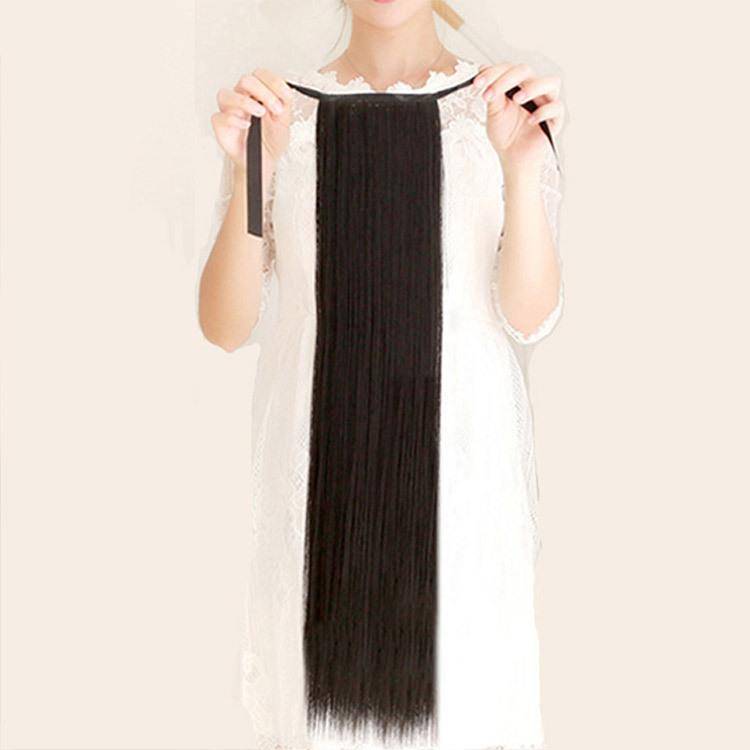 32 -inch long straight hair High -temperature wigs of ponytails, long hair, long hair, lace -up ponytail wig
