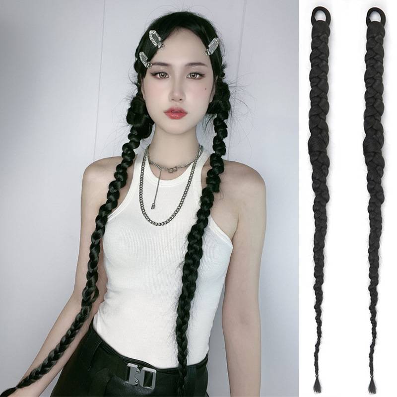 Cross -border European and American twisting braid long hair, ponytail African black dirty braid twist boxing braid wig