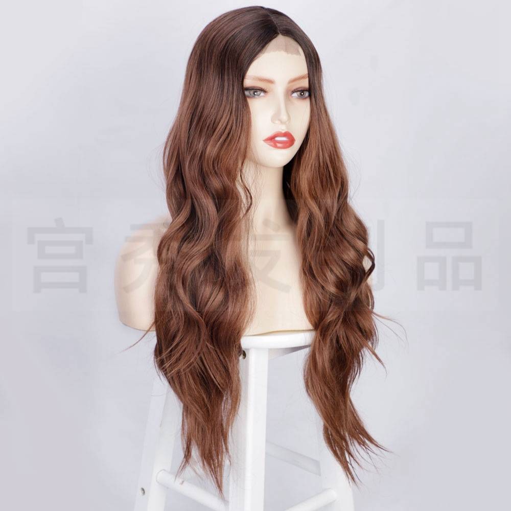 Wig European and American wig long curly curly small lace big waves, fibrous head wig wigs