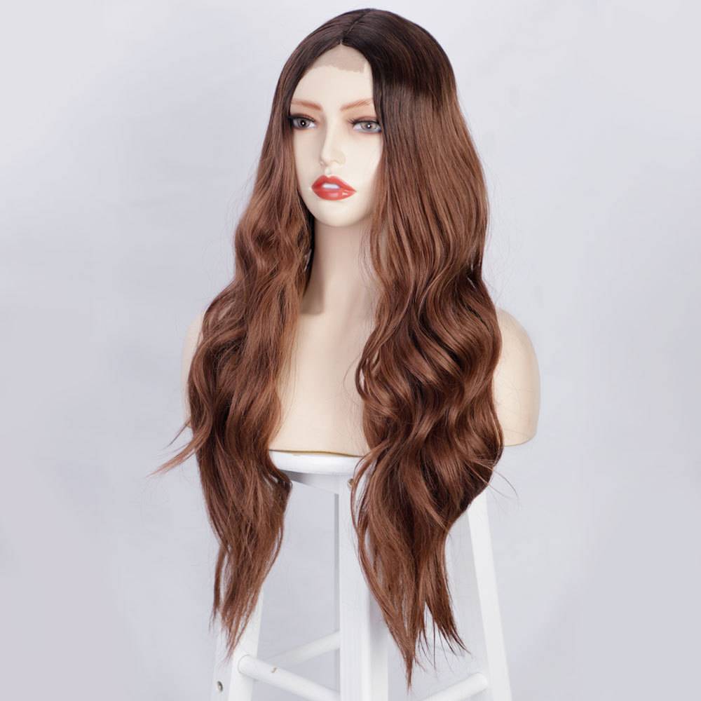 Wig European and American wig long curly curly small lace big waves, fibrous head wig wigs